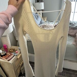 Princess Polly Cream Long Sleeve Dress